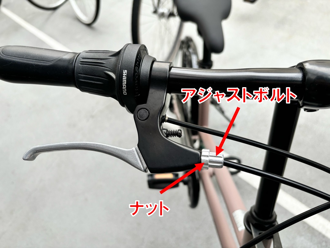 ブレーキレバーのワイヤー受け部分にある場合