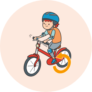 自転車に乗り分かれ道を選ぶ男の子
